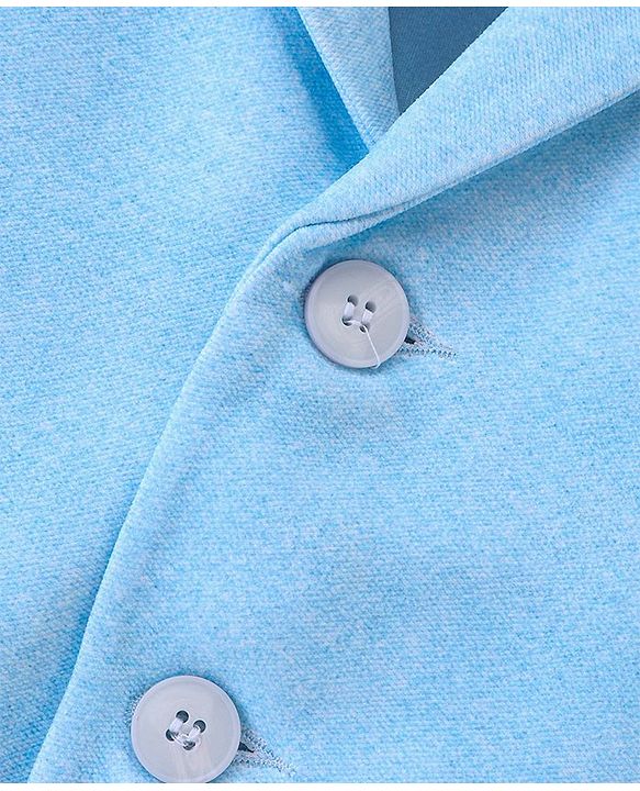 Babyhug Woven Full Sleeves Party Blazer Solid Colour - Light Blue