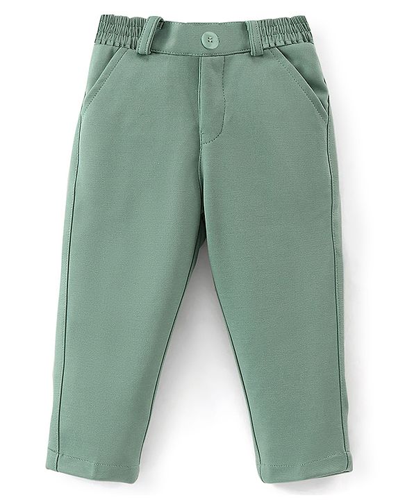 Babyhug Woven Full Sleeves Party Wear Shirt & Pant With Bow & Suspender Light House Print - Green & White