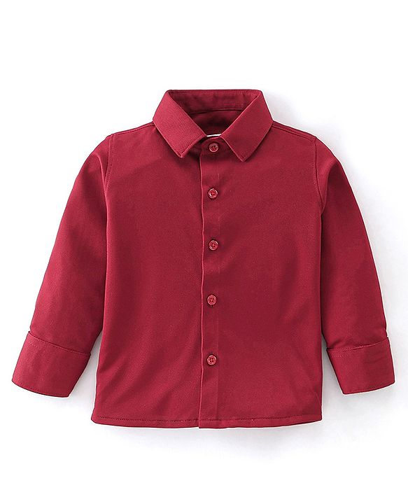 Babyhug Full Sleeves Party Wear Shirt & Bottom With Bow & Suspender- Red & Black