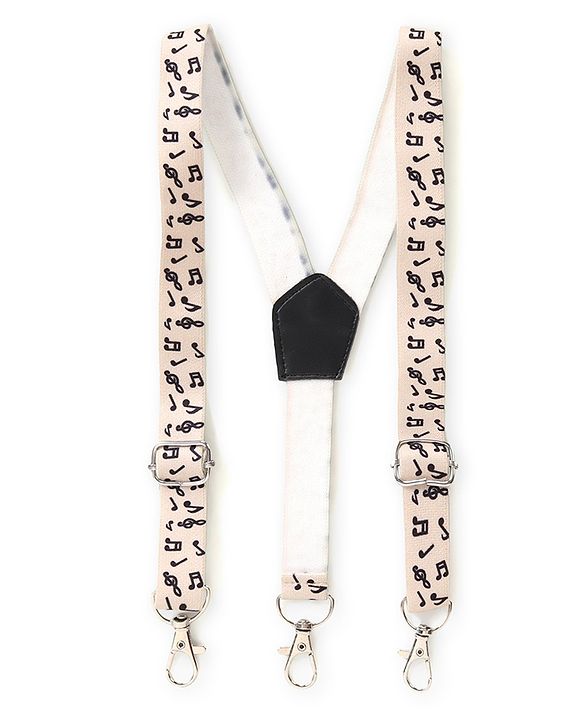 Babyhug Woven Full Sleeves Party Wear Shirt & Pant With Bow & Suspender Sunglasses Print - Black & Beige