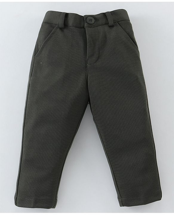 Babyhug Woven Full Sleeves Party Wear Shirt & Trouser with Bow & Suspender Music Notes Print - White & Olive