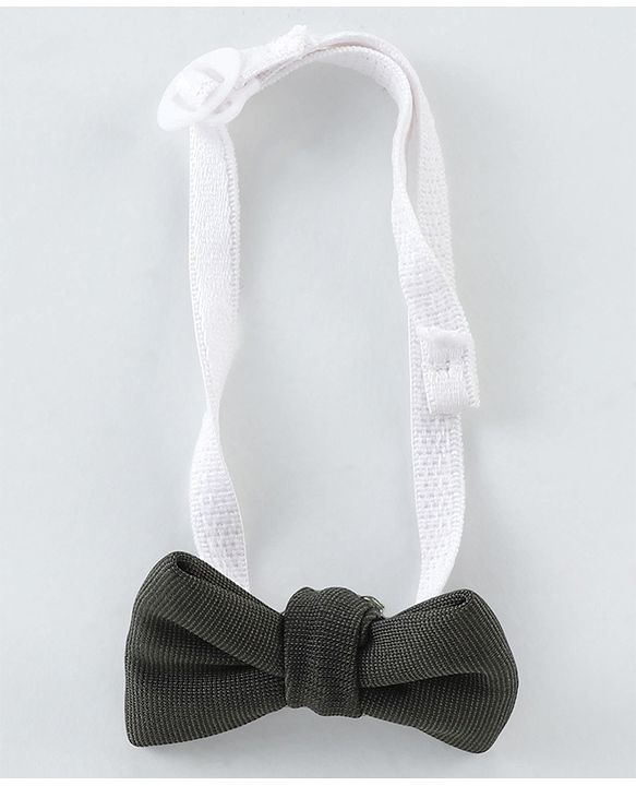 Babyhug Woven Full Sleeves Party Wear Shirt & Trouser with Bow & Suspender Music Notes Print - White & Olive