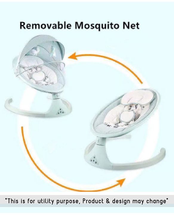 Babyhug Electric Rocker with Mosquito Net Baby Swing Cradle with Remote & 5 Modes of Speed Safety Belt  & Music- Grey