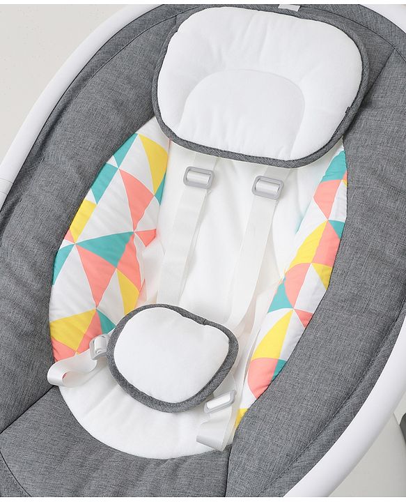 Babyhug Electric Rocker with Mosquito Net Baby Swing Cradle with Remote & 5 Modes of Speed Safety Belt  & Music- Grey