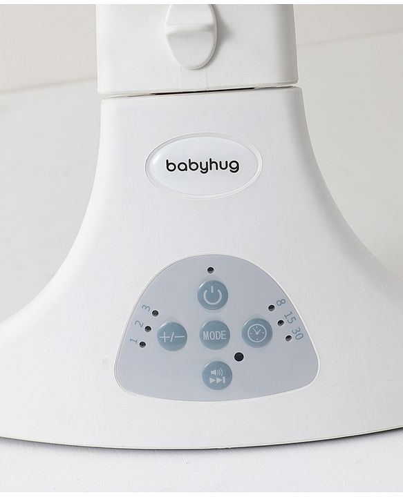 Babyhug Electric Rocker with Mosquito Net Baby Swing Cradle with Remote & 5 Modes of Speed Safety Belt  & Music- Grey