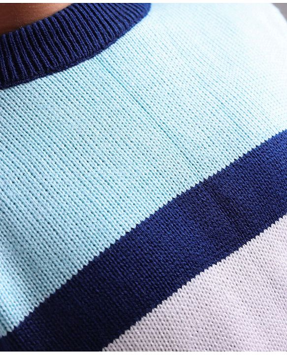 Pine Kids Full Sleeves Sweater Striped - Blue Green & White