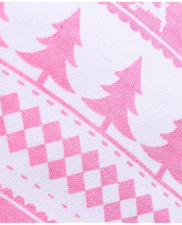 Babyhug 100% Cotton Knit Tree Print Cap Mittens & Booties - Pink