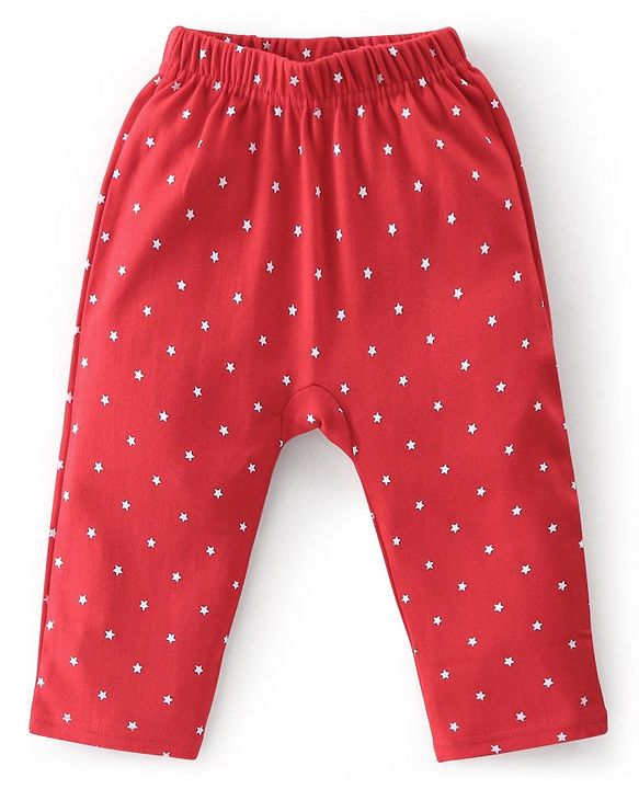 Babyhug Cotton Knit Full Length Diaper Leggings Christmas Theme Printed Pack of 3 - Red & Blue