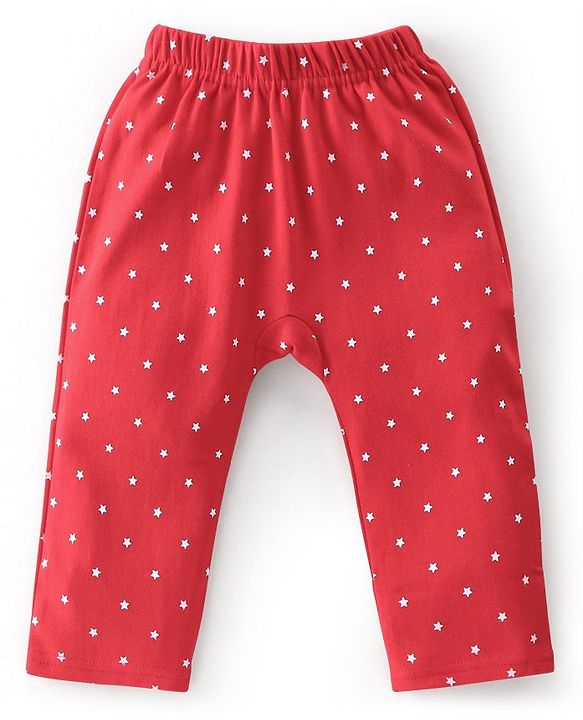 Babyhug Cotton Knit Full Length Diaper Leggings Christmas Theme Printed Pack of 3 - Red & Blue