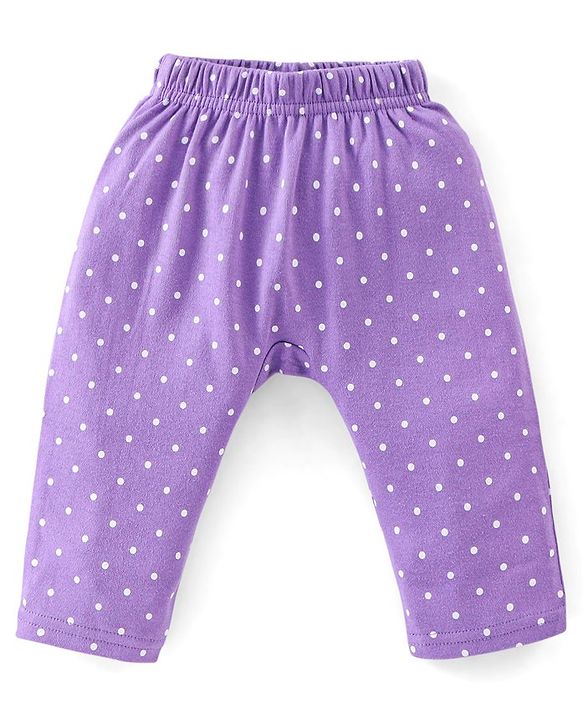 Babyhug Cotton Full Length Diaper Pants Star & Deer Print Pack Of 3 - Maroon Purple & Blue