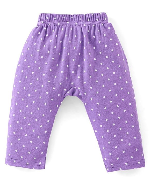 Babyhug Cotton Full Length Diaper Pants Star & Deer Print Pack Of 3 - Maroon Purple & Blue