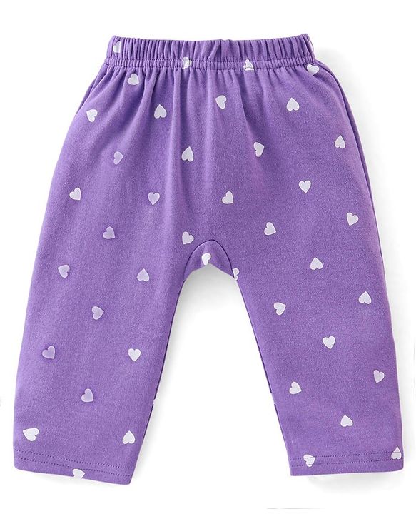 Babyhug Cotton Knit Anti Bacterial Full Length Diaper Pants Unicorn Printed Pack of 3 - Pink & Purple
