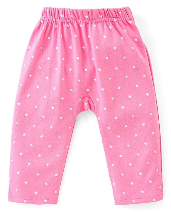 Babyhug Cotton Knit Anti Bacterial Full Length Diaper Pants Unicorn Printed Pack of 3 - Pink & Purple