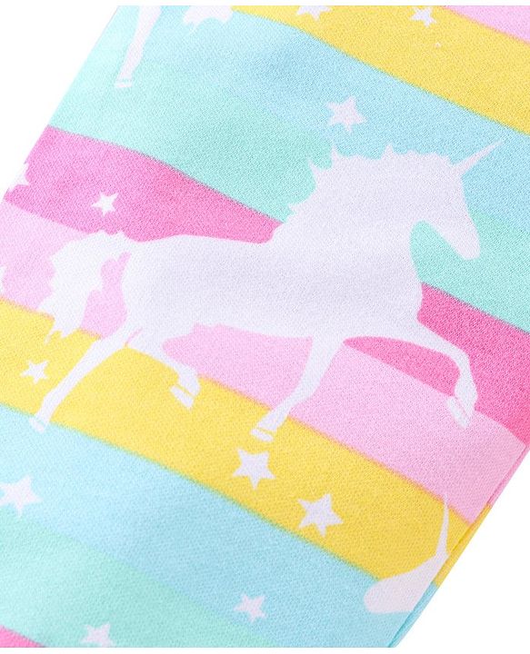 Babyhug Cotton Knit Anti Bacterial Full Length Diaper Pants Unicorn Printed Pack of 3 - Pink & Purple