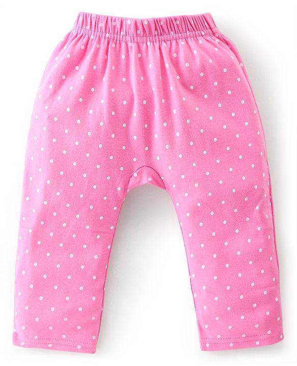 Babyhug Cotton Knit Full Length Diaper Leggings Floral Printed Pack of 3 - Pink Maroon & Purple