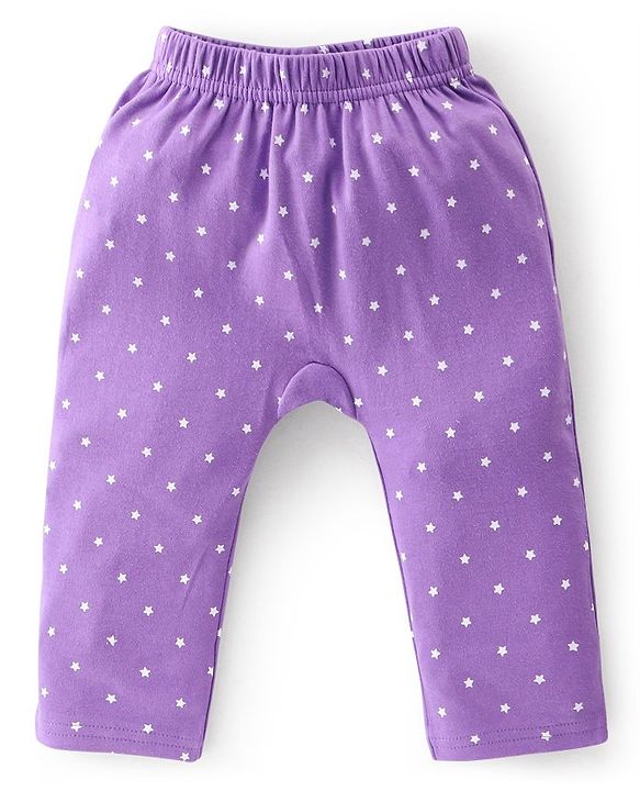 Babyhug Cotton Knit Full Length Diaper Leggings Floral Printed Pack of 3 - Pink Maroon & Purple