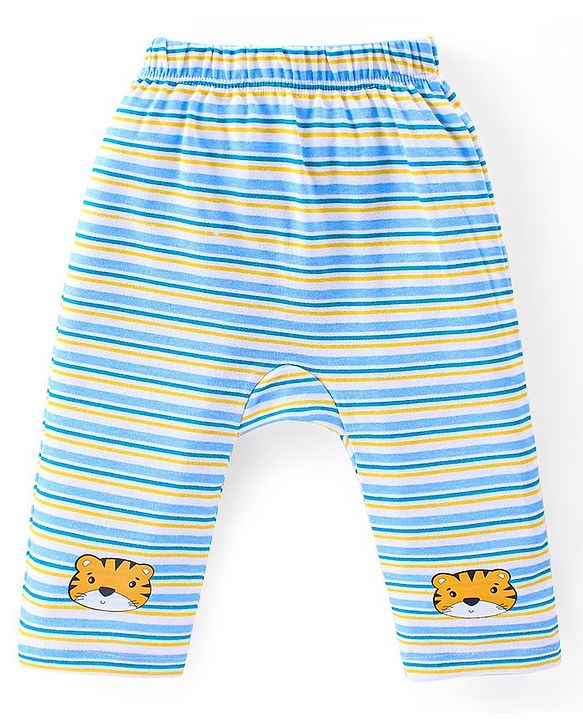 Babyhug Full Length Diaper Leggings Pack of 3 Tiger Printed - Blue & Yellow