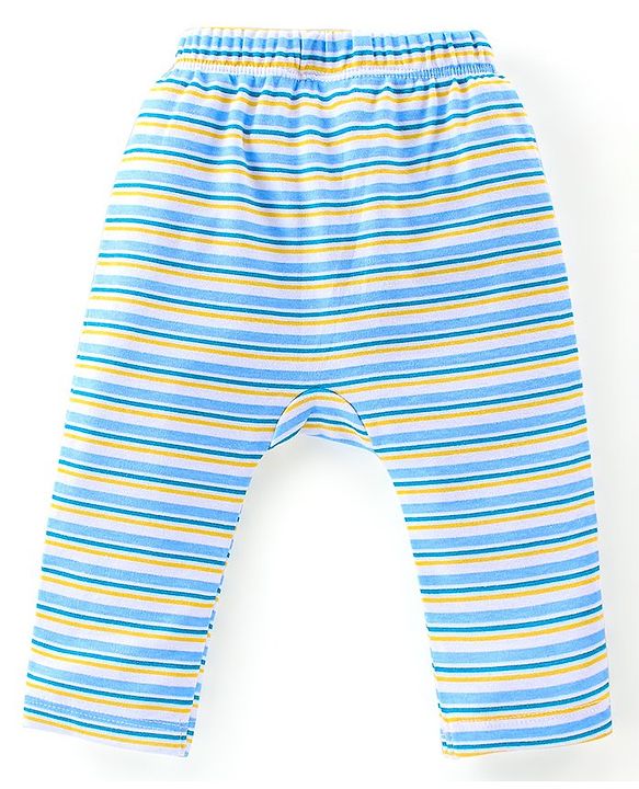 Babyhug Full Length Diaper Leggings Pack of 3 Tiger Printed - Blue & Yellow