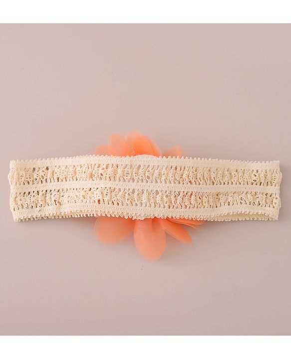 Babyhug Headbands with Floral Applique Free Size Pack of 2 - Orange & Dark Pink
