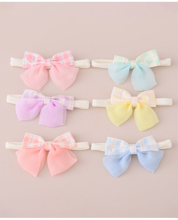 Babyhug Headbands with Bow Applique Free Size Pack of 6 - Multicolor