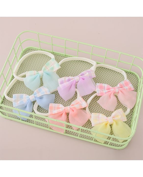 Babyhug Headbands with Bow Applique Free Size Pack of 6 - Multicolor