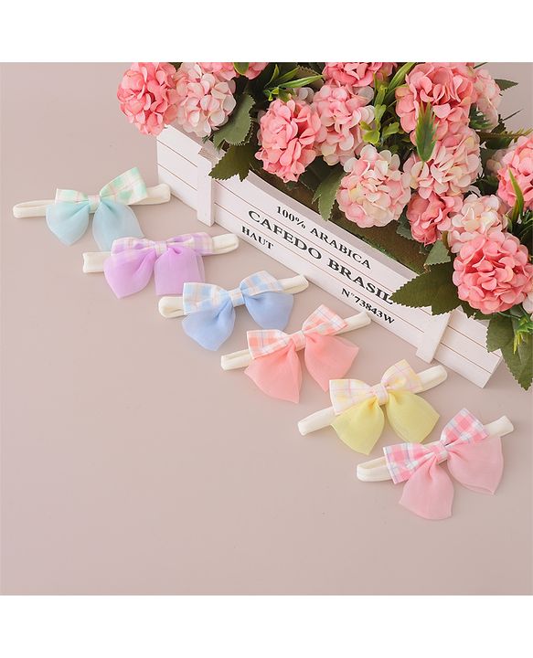 Babyhug Headbands with Bow Applique Free Size Pack of 6 - Multicolor