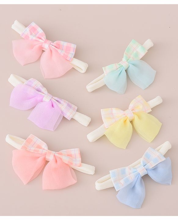 Babyhug Headbands with Bow Applique Free Size Pack of 6 - Multicolor