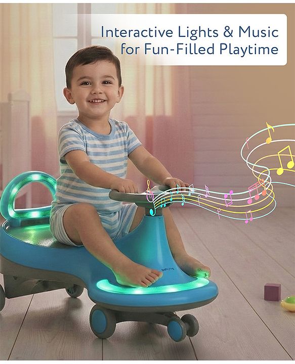 Babyhug Orbit Swing Car with Light & Music - Yellow| Easy to Handle| Built for Rough Play| Encourages Physical Activity| Fully Assembled| For Kids of 1 to 6 years| Sport Gift
