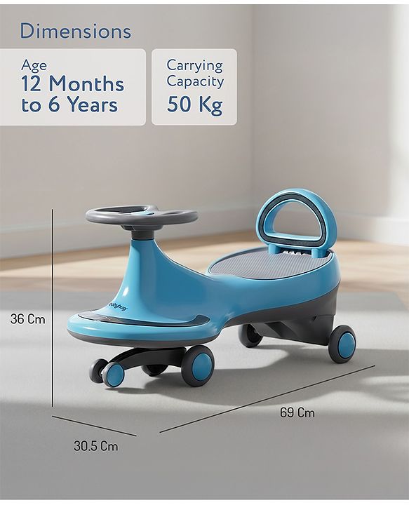 Babyhug Orbit Swing Car with Light & Music - Yellow| Easy to Handle| Built for Rough Play| Encourages Physical Activity| Fully Assembled| For Kids of 1 to 6 years| Sport Gift