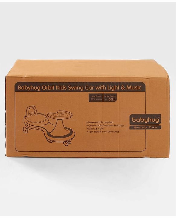 Babyhug Orbit Swing Car with Light & Music - Yellow| Easy to Handle| Built for Rough Play| Encourages Physical Activity| Fully Assembled| For Kids of 1 to 6 years| Sport Gift