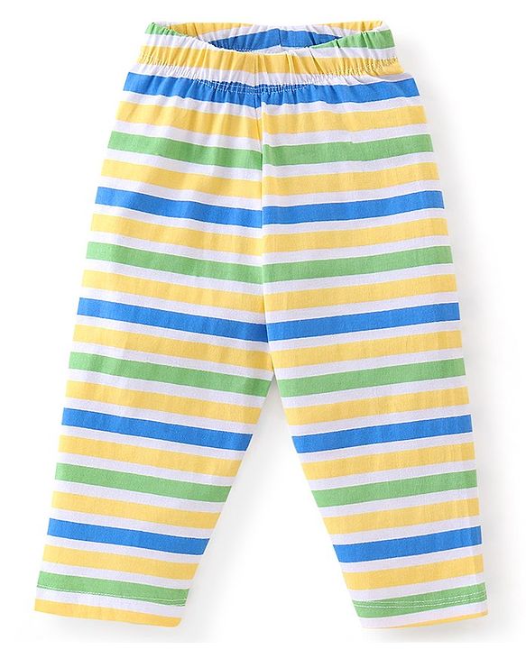 Babyhug Cotton Knit Full Sleeves Cartoon Printed Night Suit - Yellow