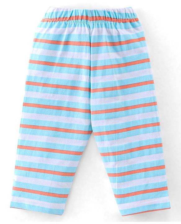 Babyhug Cotton Knit Full Sleeves Cow Printed Night Suit - Blue