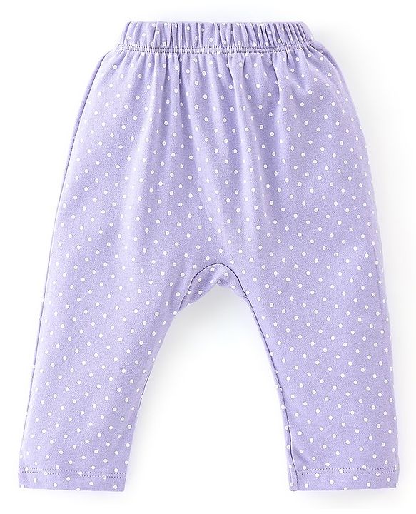 Babyhug Cotton Full Length Diaper Pants Dotted & Floral Print Pack Of 3 - Pink Purple & Yellow