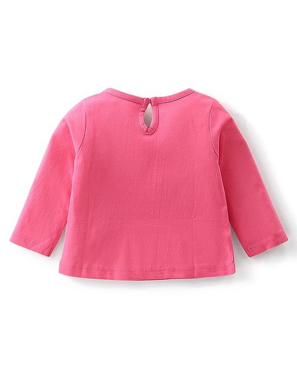 Babyhug Cotton Knit Full Sleeves Night Suit With Swan Print - Pink & Red