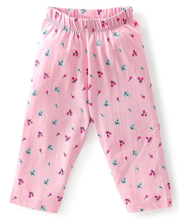Babyhug Cotton Knit Full Sleeves Night Suit With Swan Print - Pink & Red