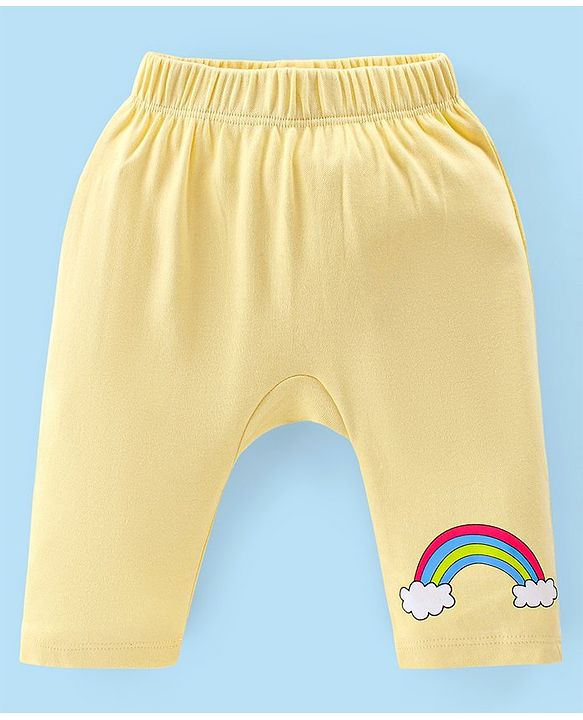 Babyhug Full Length Diaper Leggings Pack of 3 Unicorn Printed - Pink & Yellow