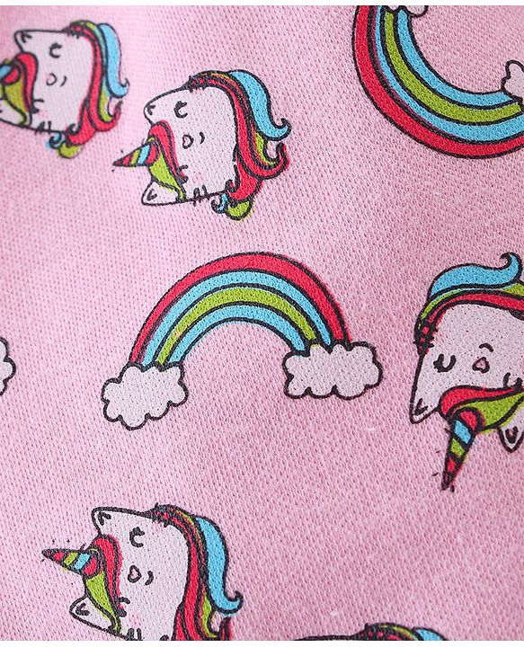 Babyhug Full Length Diaper Leggings Pack of 3 Unicorn Printed - Pink & Yellow