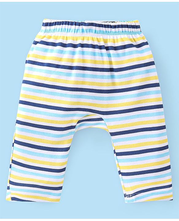 Babyhug Cotton Knit Full Length Diaper Pants Star Print Pack of 3 - Multicolour