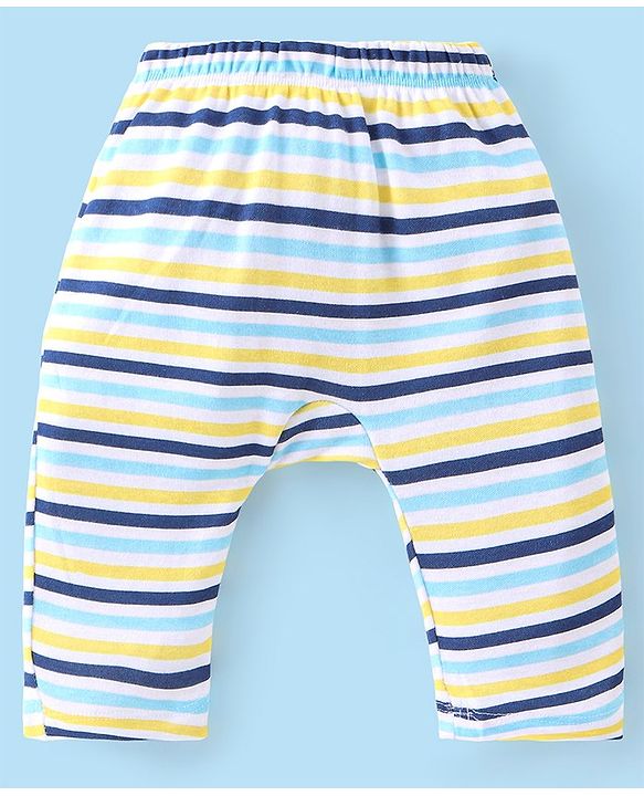 Babyhug Cotton Knit Full Length Diaper Pants Star Print Pack of 3 - Multicolour