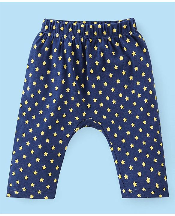 Babyhug Cotton Knit Full Length Diaper Pants Star Print Pack of 3 - Multicolour