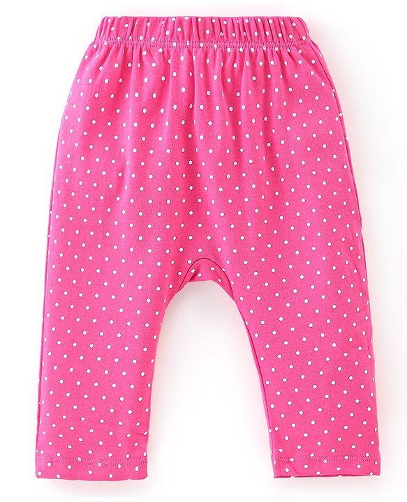 Babyhug Cotton Knit Full Length Diaper Pants Striped & Floral Print Pack Of 3 - Multicolour