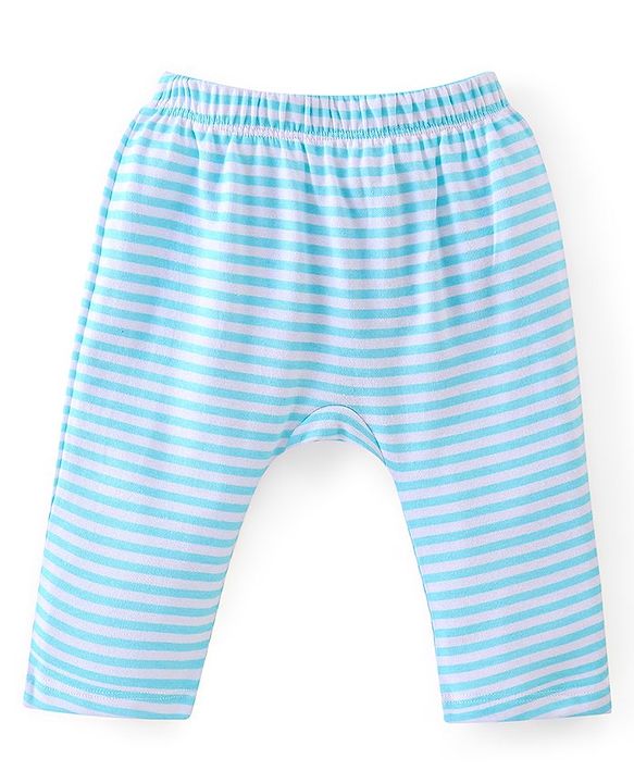 Babyhug Cotton Knit Full Length Diaper Pants Striped & Floral Print Pack Of 3 - Multicolour
