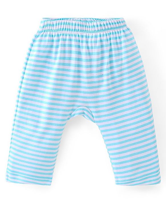 Babyhug Cotton Knit Full Length Diaper Pants Striped & Floral Print Pack Of 3 - Multicolour