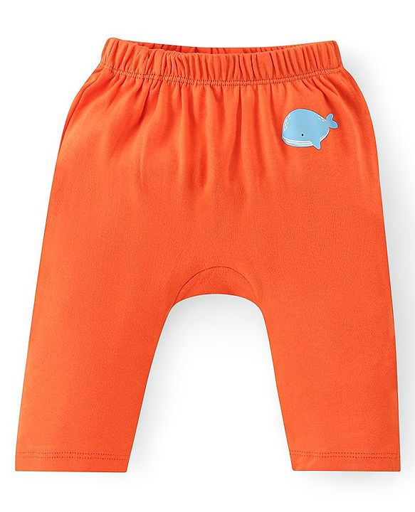 Babyhug Cotton Knit Full Length Diaper Pants Fish Print - Multicolour