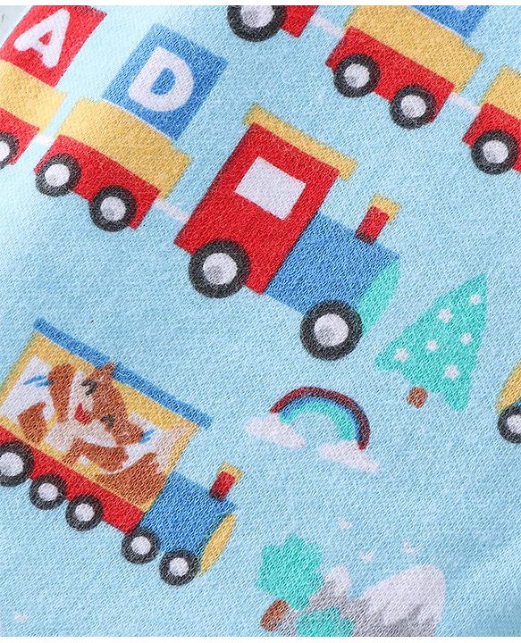 Babyhug Single Jersey Knit Full Length Diaper Legging Toy Train Print Pack Of 3 - Multicolor