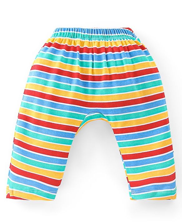 Babyhug Single Jersey Knit Full Length Diaper Legging Toy Train Print Pack Of 3 - Multicolor