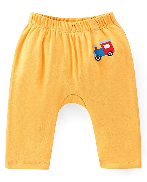 Babyhug Single Jersey Knit Full Length Diaper Legging Toy Train Print Pack Of 3 - Multicolor