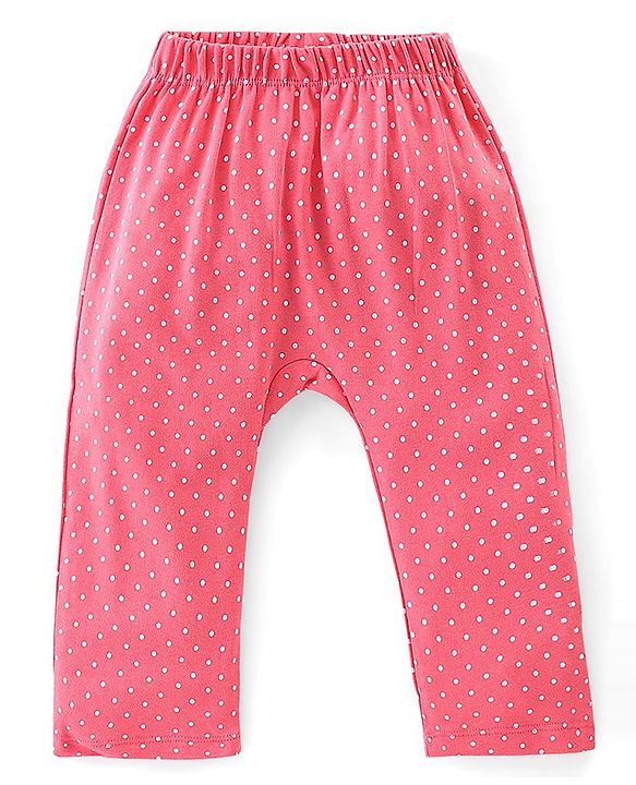 Babyhug Cotton Interlock Knit Full Length Diaper Pants Stripes & Floral Print Pack of 3 - Pink & Grey