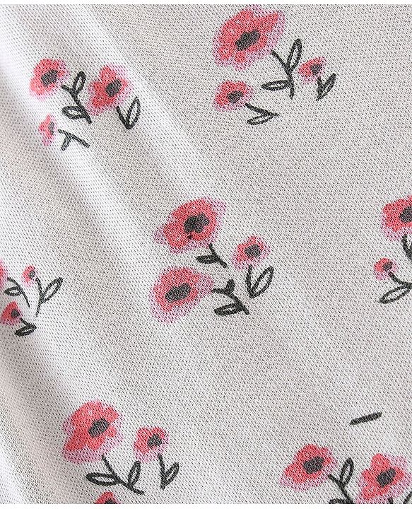 Babyhug Cotton Interlock Knit Full Length Diaper Pants Stripes & Floral Print Pack of 3 - Pink & Grey