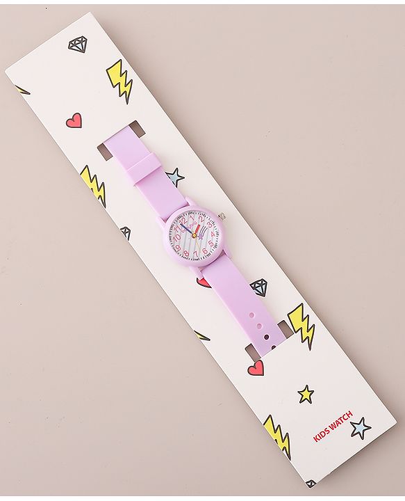 Babyhug Analog Watch with Star Print- Purple